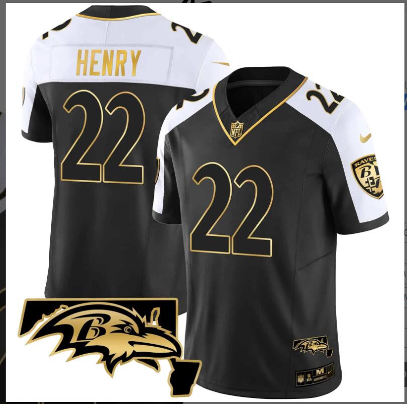 Men Baltimore Ravens 22 Henry black 2024 Nike NFL Jersey